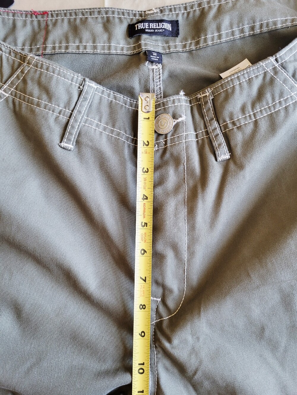 True Religion Cargo Pants Mens Size 36 Kalamata Olive Green Outline Horseshoe - Picture 9 of 12